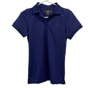 Loudmouth Womens Navy Blue Short Sleeve Polo Shirt XS Performance Golf Tennis